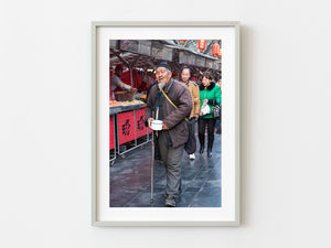 Old man walks through food market Beijing China | Photo Art Print fine art photographic print