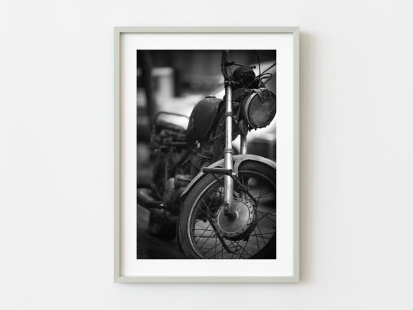 Old motorcycle on the streets of Spain | Photo Art Print fine art photographic print