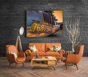 Abandoned red truck wall art