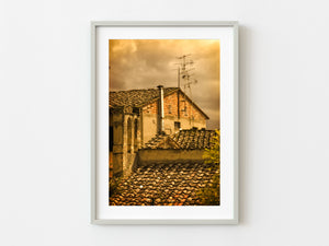 Old world Tuscan home roof view | Photo Art Print fine art photographic print