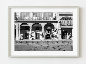 Pigeons flying in Plaza Vieja in Havana Cuba | Photo Art Print fine art photographic print