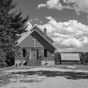 Red brick simple United Church building in rural Ontario | Photo Art Print fine art photographic print