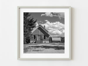 Red brick simple United Church building in rural Ontario | Photo Art Print fine art photographic print