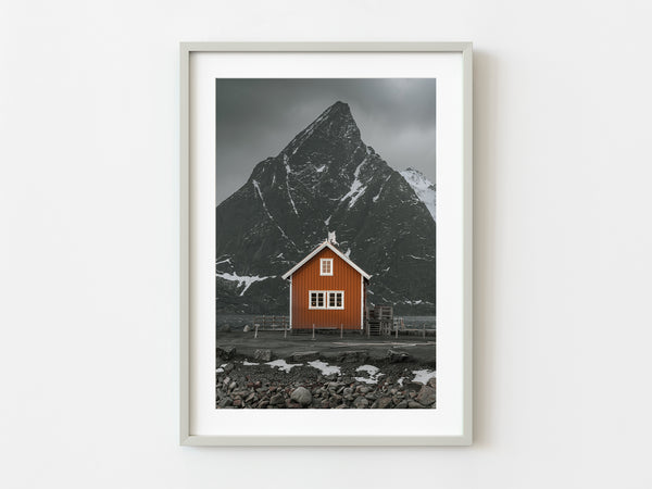 Rorbu cabin with Olstinden mountain peak | Photo Art Print fine art photographic print