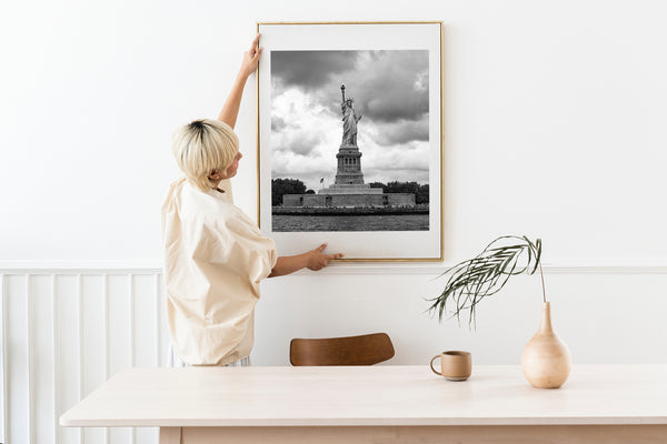 Statue of Liberty with dramatic sky black and white | Photo Art Print fine art photographic print