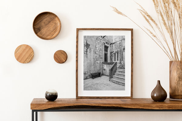 Stone steps and door in Croatian house | Photo Art Print fine art photographic print