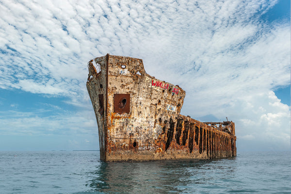 Sunken spooky ship SS Sapona out of the water | Photo Art Print fine art photographic print