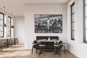 Tourists feeding large group of pigeons Venice Italy | Photo Art Print fine art photographic print