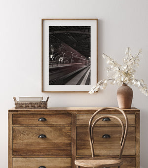 Train zooming past platform Dresden Germany | Photo Art Print fine art photographic print