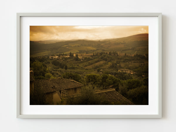 Tuscany Italy small town and countryside at dusk | Photo Art Print fine art photographic print