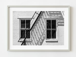 Two old windows with fire escape | Photo Art Print fine art photographic print