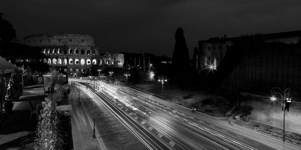 View of the Roman colosseum night traffic | Photo Art Print fine art photographic print