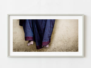 Woman sitting on a textured wall India | Photo Art Print fine art photographic print