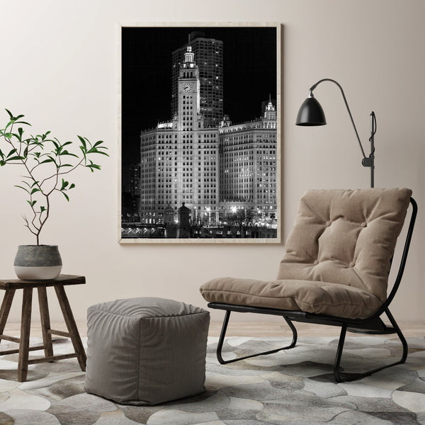Wrigley Building Chicago at night | Photo Art Print fine art photographic print